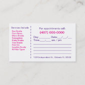 Visitekaartje van Afrikaanse Amerikaanse Hair Brai Afsprakenkaartje (Achterkant)