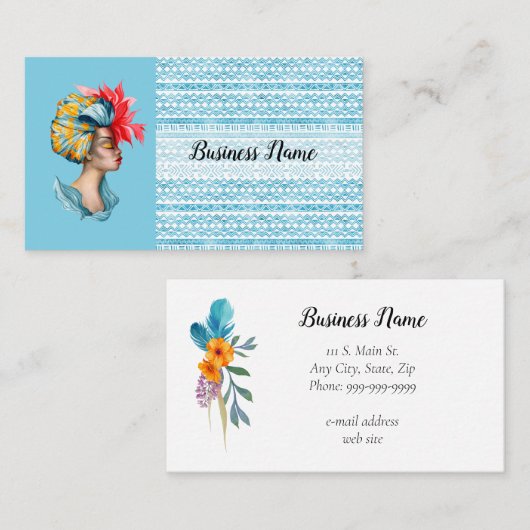 Visitekaartje van Afrikaanse vrouw (Voorkant / Achterkant)