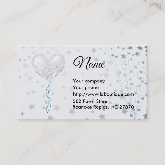 Visitekaartje van ballon en sterren (Voorkant)