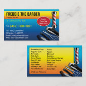 Visitekaartje van Barber (scheerpaal - knippers) (Voorkant / Achterkant)