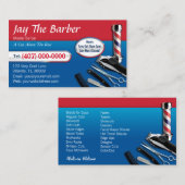 Visitekaartje van Barber (scheerpaal - knippers) (Voorkant / Achterkant)