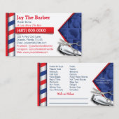 Visitekaartje van Barber (scheerpaal - knippers) (Voorkant / Achterkant)