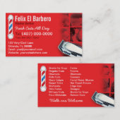 Visitekaartje van Barber (scheerpaal - knippers) (Voorkant / Achterkant)