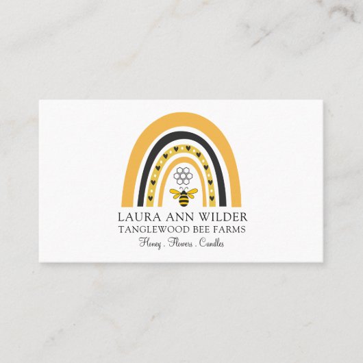 Visitekaartje van bijenregenbooghoningproducten (Voorkant)