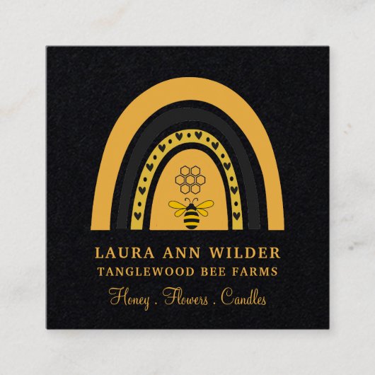 Visitekaartje van bijenregenbooghoningproducten (Voorkant)