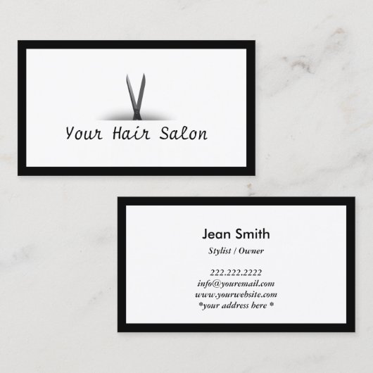 Visitekaartje van Black Border & Scissor Hair Salo (Voorkant / Achterkant)
