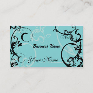 Visitekaartje van Black en Turquoise Floral