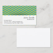 Visitekaartje van blauw- en gele Chevron Pharmacis (Voorkant / Achterkant)