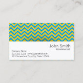 Visitekaartje van blauw- en gele Chevron Pharmacis (Voorkant)