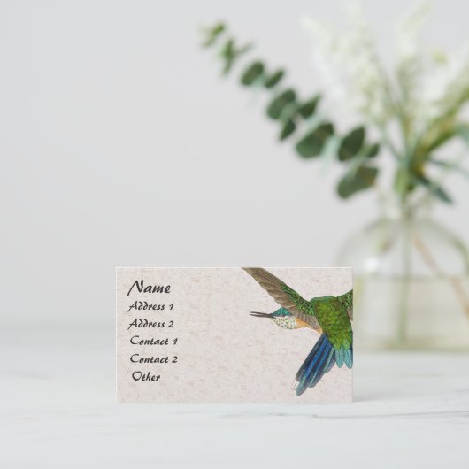 Visitekaartje van blauw vederwild (Staand voorkant)