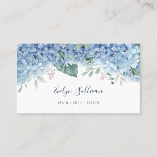 Visitekaartje van blauwe hydrangebloemen