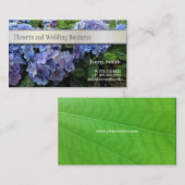 Visitekaartje van blauwe hydrangebloemen (Voorkant / Achterkant)