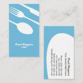 Visitekaartje van blauwe kok- en keukenmessen (Voorkant / Achterkant)