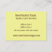 Visitekaartje van Boerderij van bons of van runder (Achterkant)