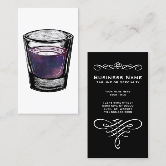 visitekaartje van borrelglas (Voorkant / Achterkant)