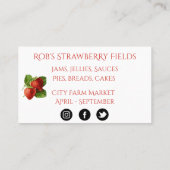 Visitekaartje van botanische aardbeien (Achterkant)