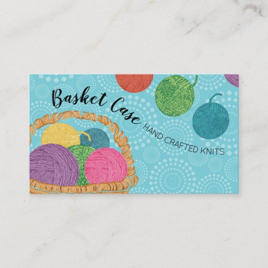 Visitekaartje van brei- en haakwerk, van garen (Voorkant)