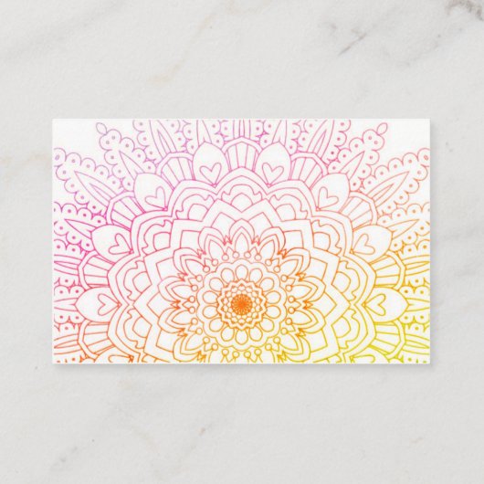 Visitekaartje van Bright Rainbow Mandala (Achterkant)