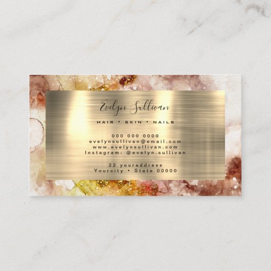 Visitekaartje van bruine en goudWaterverf (Achterkant)