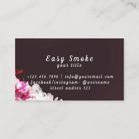 Visitekaartje van bruine tapeshop (Achterkant)