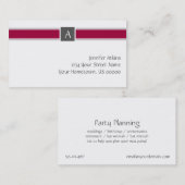 Visitekaartje van Burgandy en Gray Monogram (Voorkant / Achterkant)