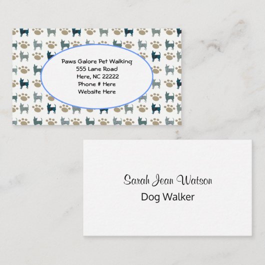 Visitekaartje van Chihuahua en Paw (Voorkant / Achterkant)