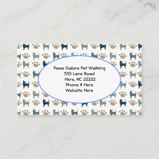 Visitekaartje van Chihuahua en Paw (Voorkant)