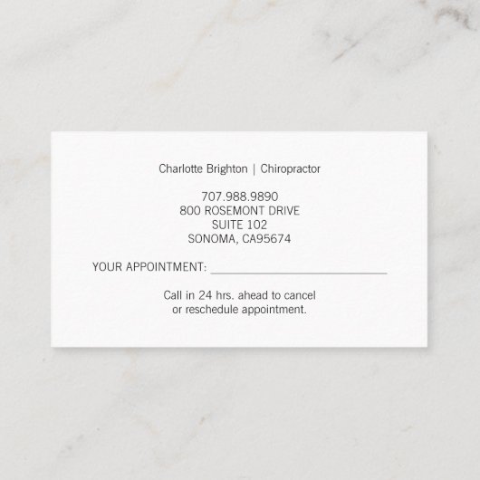 Visitekaartje van chiropractor (Achterkant)