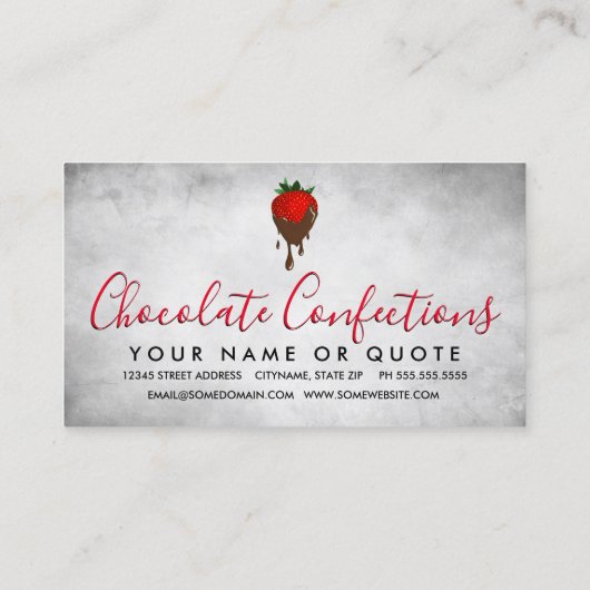 visitekaartje van  chocoladeaardbei (Achterkant)