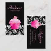 Visitekaartje van Classy Bakery Cupcake Damask Pin (Voorkant / Achterkant)