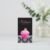 Visitekaartje van Classy Bakery Cupcake Damask Pin (Staand voorkant)