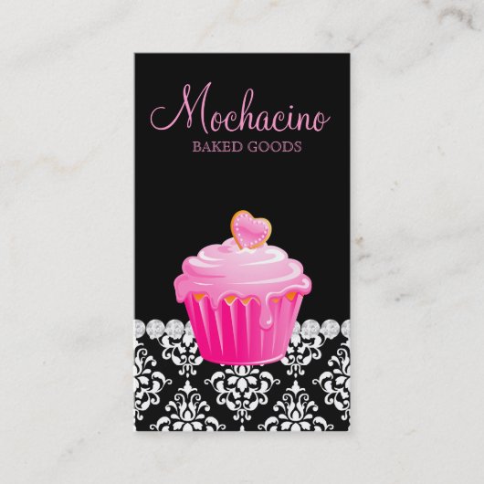 Visitekaartje van Classy Bakery Cupcake Damask Pin (Voorkant)