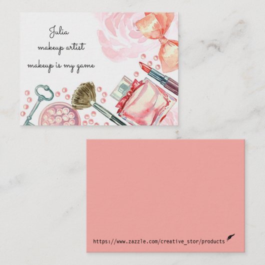 visitekaartje van creatieve make-up kunstenaar (Voorkant / Achterkant)