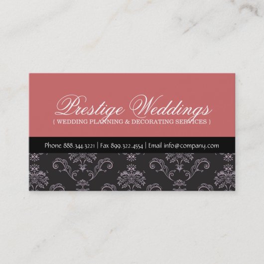 Visitekaartje van Damask Wedding Planner (Voorkant)
