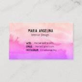 Visitekaartje van de abstracte waterverf roze en p (Achterkant)
