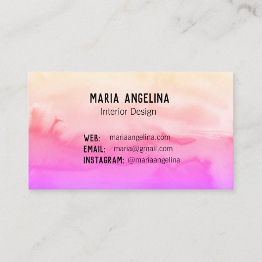 Visitekaartje van de abstracte waterverf roze en p (Achterkant)