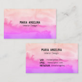 Visitekaartje van de abstracte waterverf roze en p (Voorkant / Achterkant)