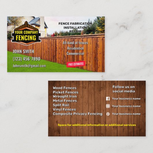 Visitekaartje van de afschermingsdienst (Voorkant / Achterkant)