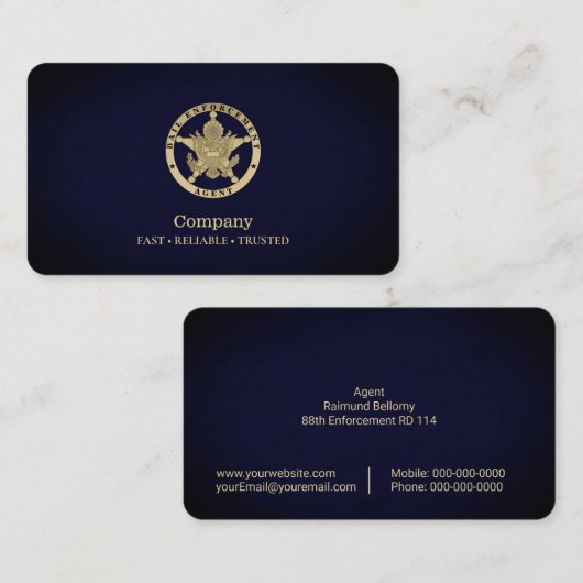 Visitekaartje van de agent voor borgtocht (Voorkant / Achterkant)