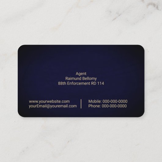 Visitekaartje van de agent voor borgtocht (Achterkant)