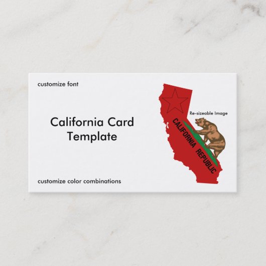 Visitekaartje van de Amerikaanse staat Californië (Voorkant)