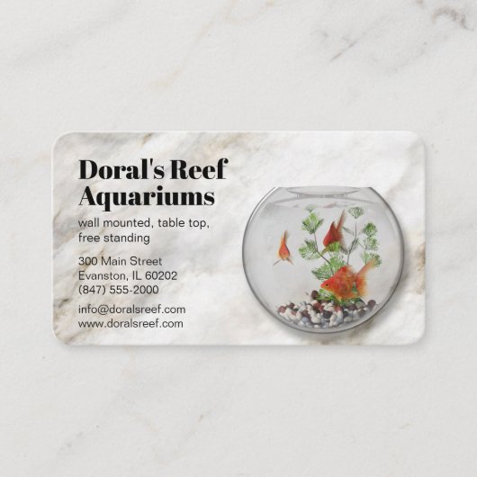 visitekaartje van de aquariumwinkel (Voorkant)