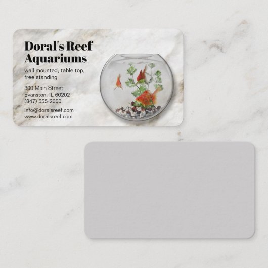 visitekaartje van de aquariumwinkel (Voorkant / Achterkant)
