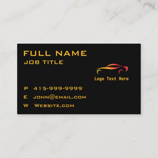 visitekaartje van de autodienst (Achterkant)