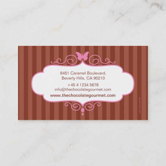 Visitekaartje van de bakkerswinkel voor Boutique (Achterkant)