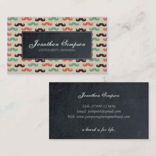 visitekaartje van de  barberbaars (Voorkant / Achterkant)