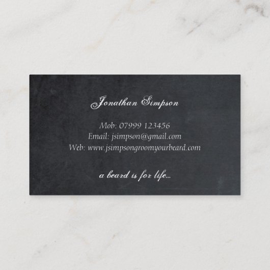 visitekaartje van de  barberbaars (Achterkant)