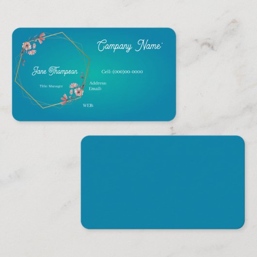 VISITEKAARTJE van de basisSJABLOON , (Voorkant / Achterkant)