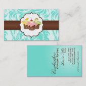 Visitekaartje van de blauwgroen en bruine beker-ba (Voorkant / Achterkant)