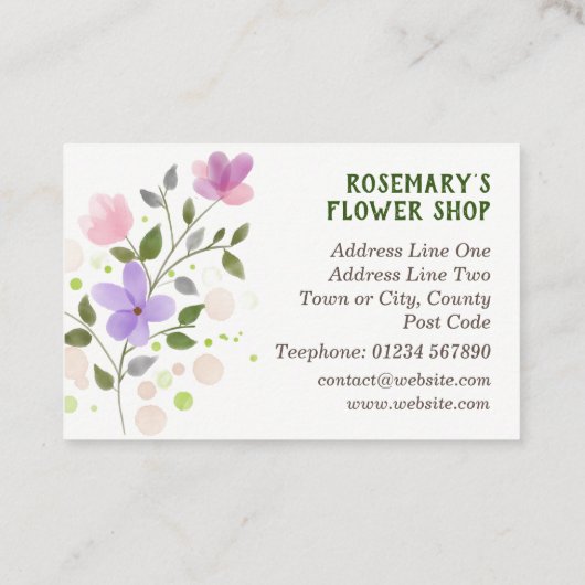 Visitekaartje van de bloem van de Verkoper. (Achterkant)